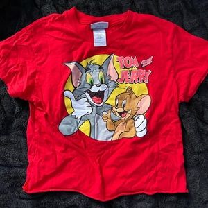 Red Tom and Jerry cropped tee